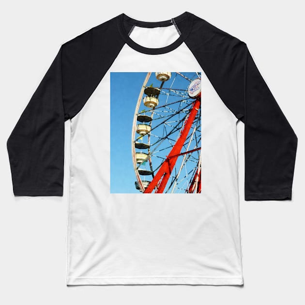 Carnival Midway - Ferris Wheel Closeup Baseball T-Shirt by SusanSavad